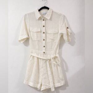 Linen Blend Button-Front Romper